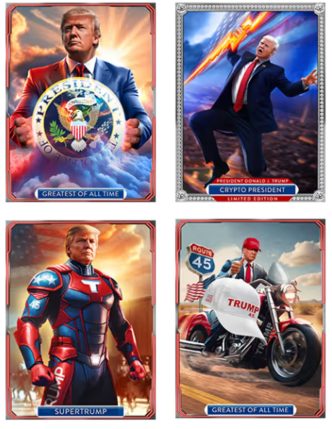 Trump Sells $99 NFTs Depicting Him as Superhero, Motorcyclist