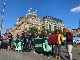 A 2022 protest demonstrates the long fight over Tornado Cash, including the arrest of developer Alexey Pertsev. (Jack Schickler/CoinDesk)