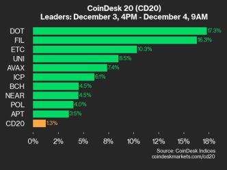 9am CoinDesk 20 Update for 2024-12-04: leaders chart