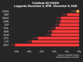 9am CoinDesk 20 Update for 2024-12-06: laggards chart