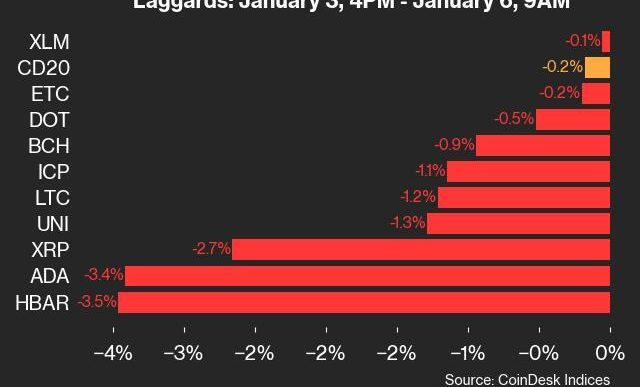 9am CoinDesk 20 Update for 2025-01-06: laggards