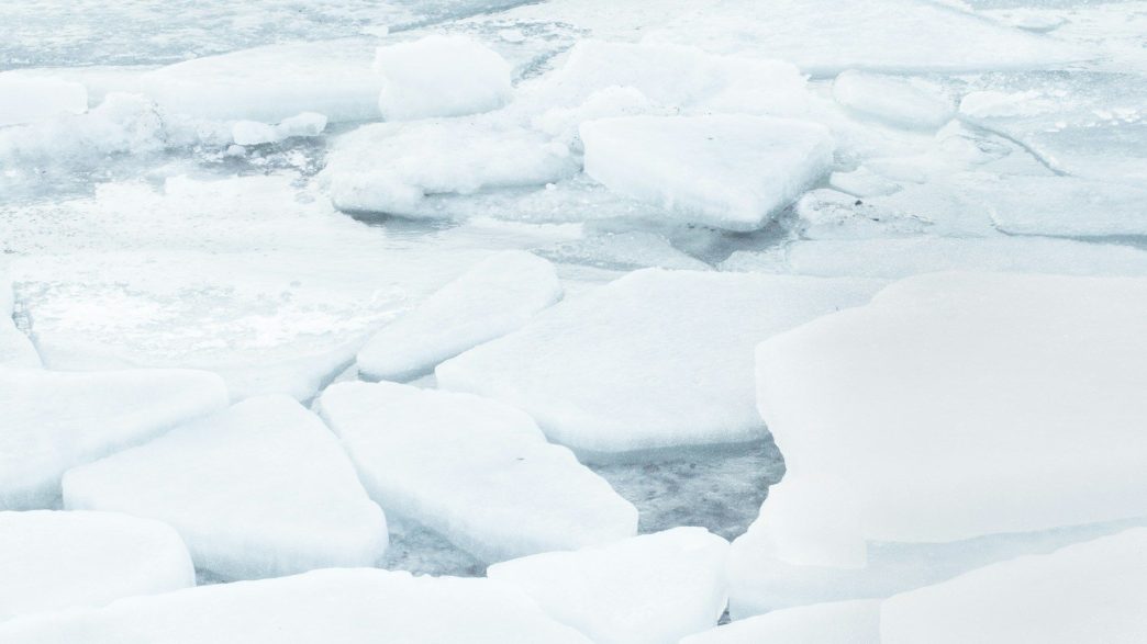 landscape of frozen ice blocks